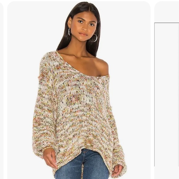 Free People Women’s Vneck Colorful Sweater - Picture 4 of 6